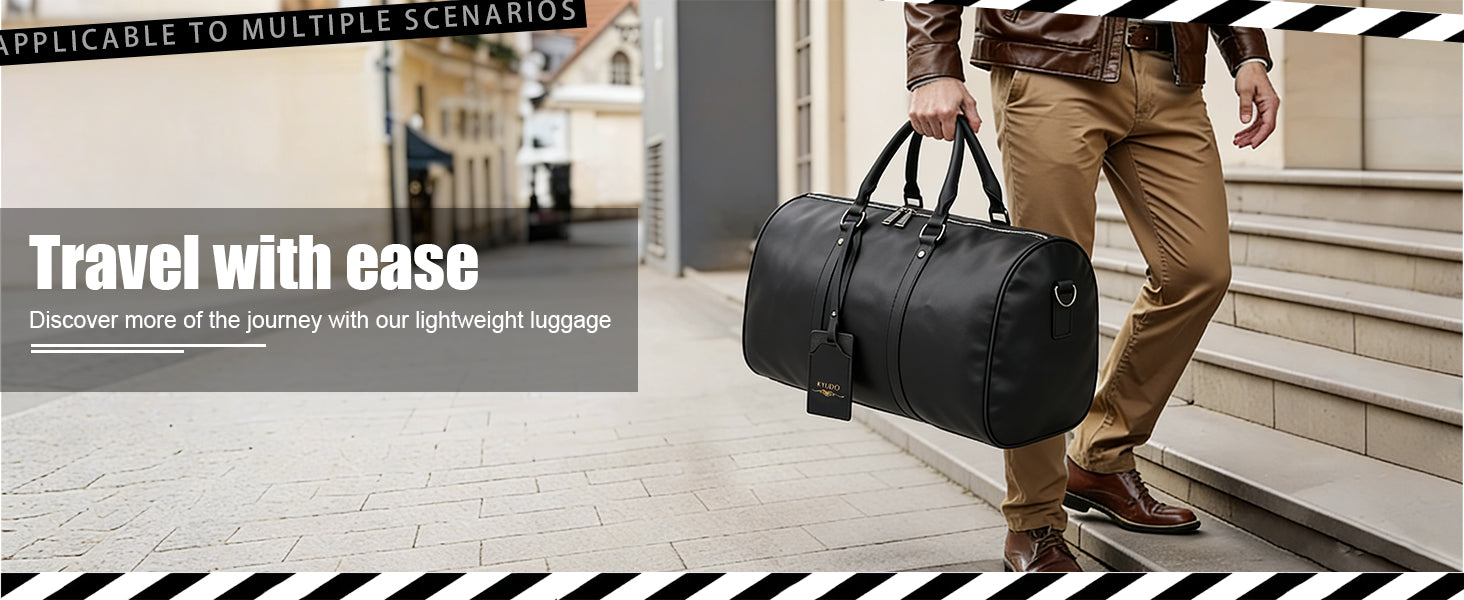 Kyudo Midnight Black Barrel Duffel Bag – Waterproof PU Leather Travel & Gym Bag