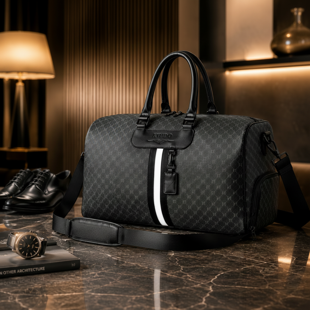Kyudo Monogram Luxury Duffel Bag square lifestyle shot