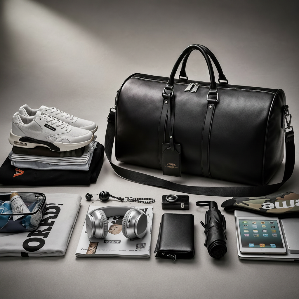 Kyudo Midnight Black Barrel Duffel Bag lifestyle shot
