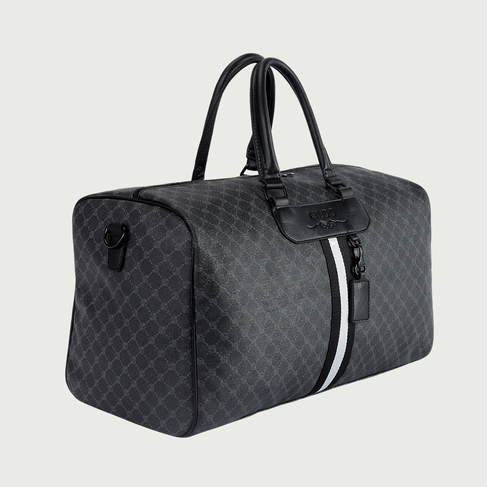 Kyudo Monogram Luxury Duffel Bag – PU Leather Travel Bag with Shoe Compartment