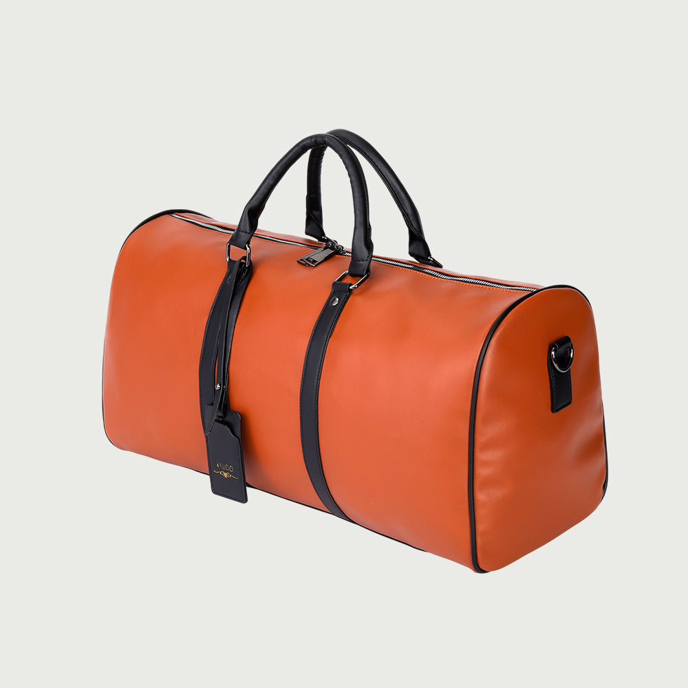 Kyudo Cognac Luxury Duffel Bag – Waterproof PU Leather Travel & Gym Bag